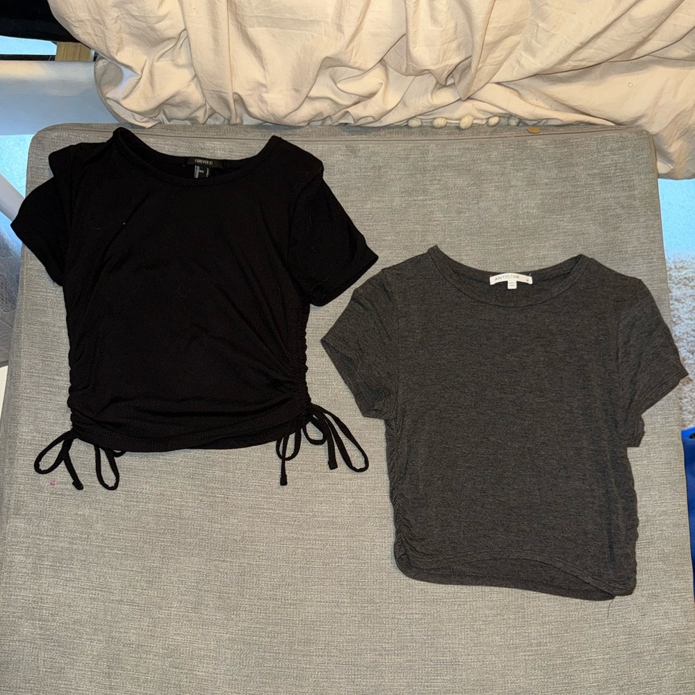 Black and Gray Cropped Shirts